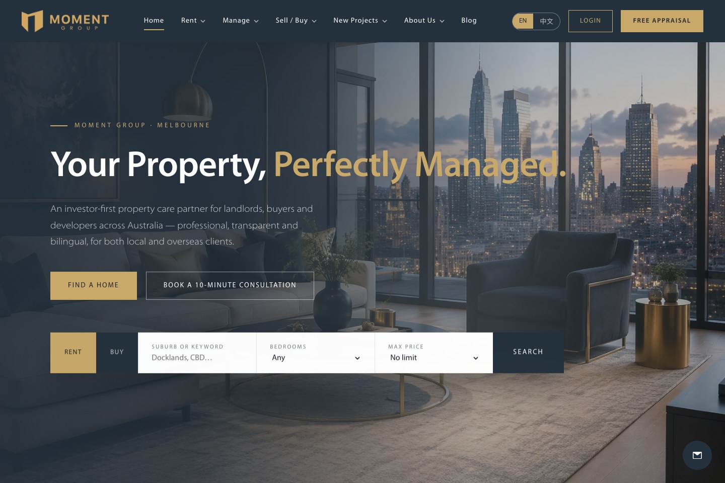 Moment Group real estate website